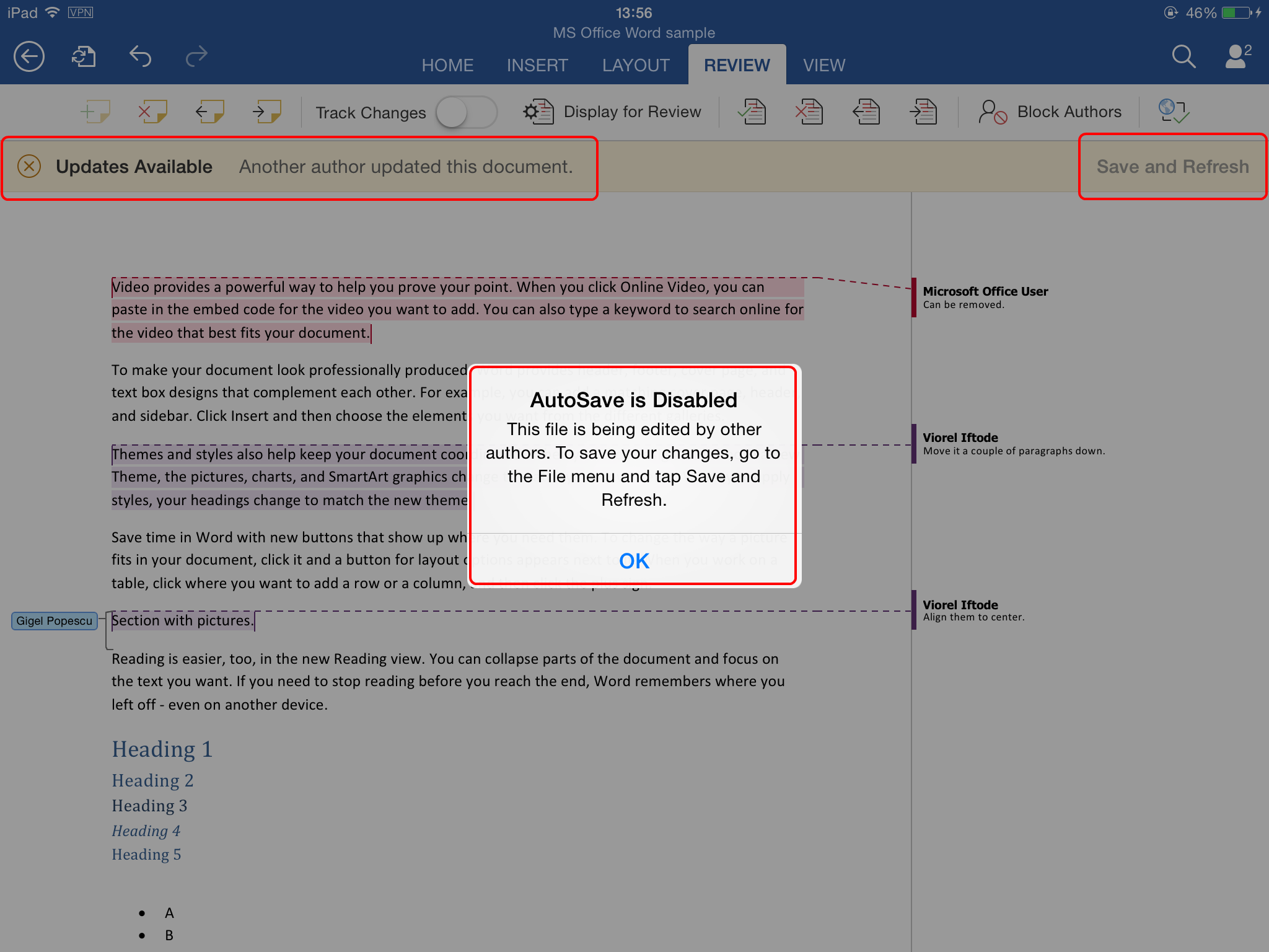 Collaborate using Microsoft Word for iPad app (onpremises) Viorel Iftode