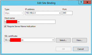 IIS 8, site binding with SNI.