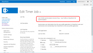 Run the User Profile Synchronization Service Proxy – User Profile to SharePoint Full Synchronization SharePoint timer job.